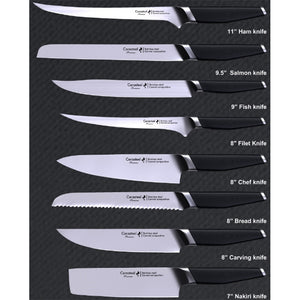 Cerasteel knife of satin blade